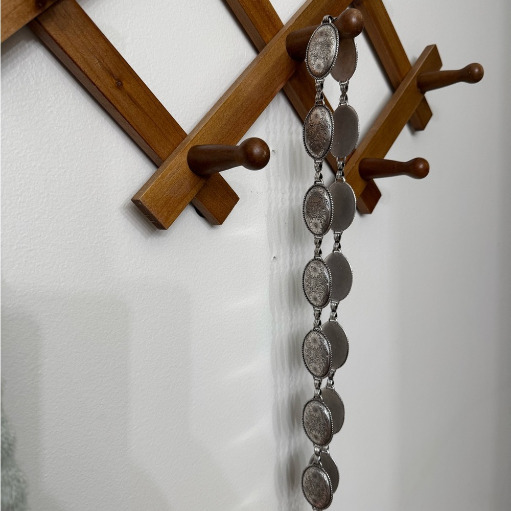 Wooden Wall Rack with Silver Accents